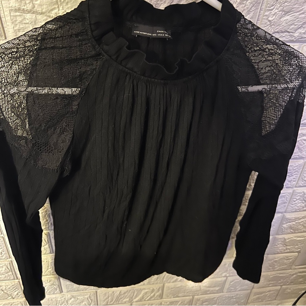 Zara Lace Sleeve Top Sz S